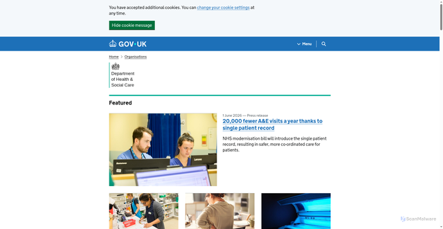 Security scan screenshot of http://www.dh.gov.uk