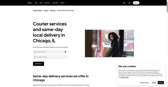 Security scan screenshot of https://www.uber.com/us/en/b/courier-services/chicago-il-us/