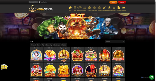 Security scan screenshot of https://138megasensa.com/desktop/game/slot/cq9