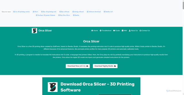 Security scan screenshot of http://orca-slicer.com/