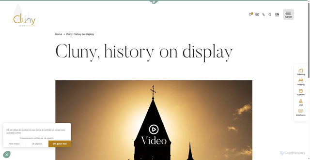 Security scan screenshot of https://www.cluny-tourisme.com/en/video/cluny-lhistoire-en-spectacle/