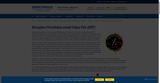Security scan screenshot of https://daytonabeach.erau.edu/college-arts-sciences/research/sail/rockets/apep