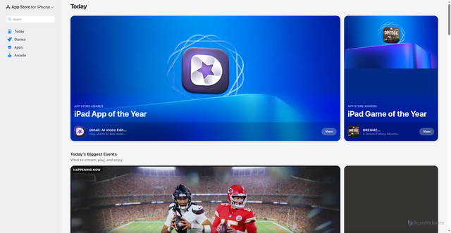 Security scan screenshot of https://apps.apple.com/