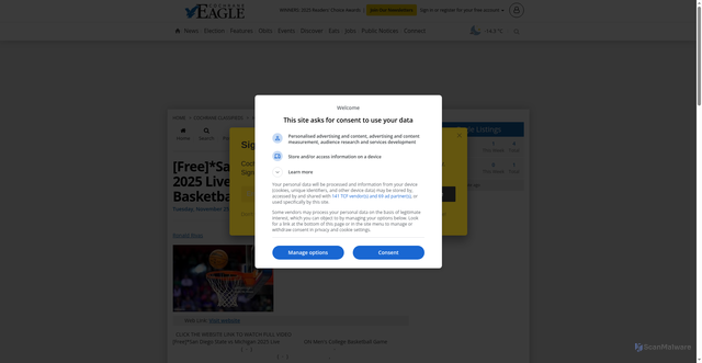 Security scan screenshot of https://www.cochraneeagle.ca/classifieds/homes-rentals-and-real-estate/cochrane-open-houses/2056392