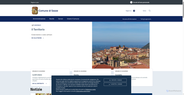 Security scan screenshot of https://www.comune.sezze.lt.it/