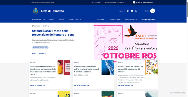 Security scan screenshot of https://www.comune.tolmezzo.ud.it/