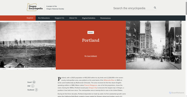 Security scan screenshot of https://www.oregonencyclopedia.org/articles/portland/