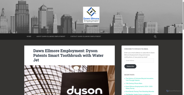 Security scan screenshot of https://dawnellmoreblog.com/dyson-patents-smart-toothbrush-with-water-jet/