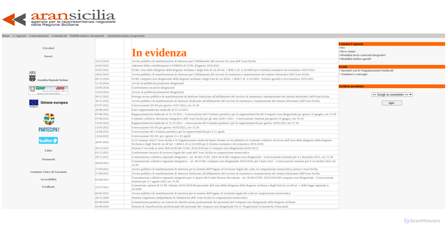 Security scan screenshot of https://www.aransicilia.it/