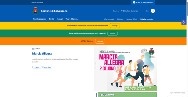 Security scan screenshot of https://www.comune.calvenzano.bg.it