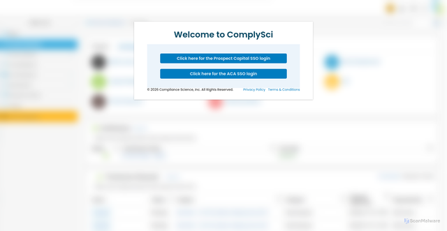 Security scan screenshot of https://prospectcapital.complysci.com