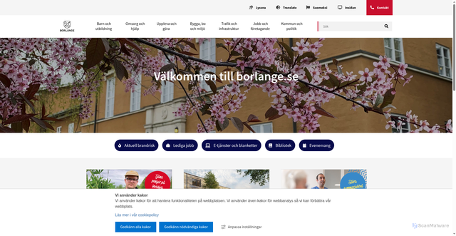 Security scan screenshot of http://www.borlange.se