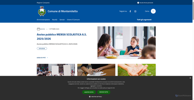 Security scan screenshot of https://www.comune.montemiletto.av.it/it