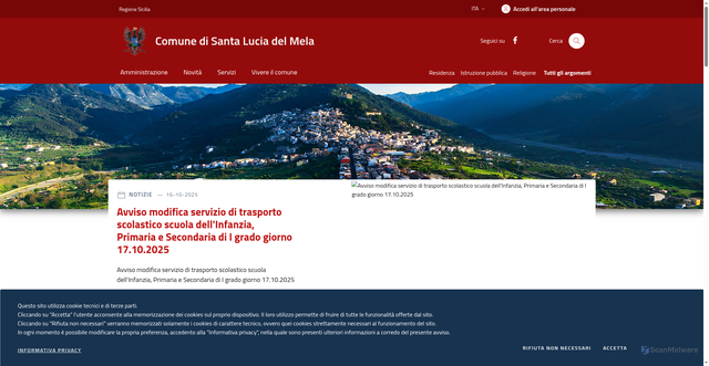 Security scan screenshot of https://www.comune.santaluciadelmela.me.it/
