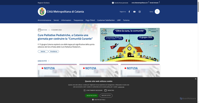 Security scan screenshot of https://www.cittametropolitana.ct.it