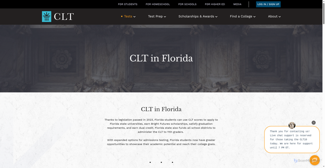 Security scan screenshot of https://www.cltexam.com/clt-florida/
