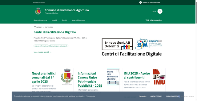 Security scan screenshot of https://www.comune.rivamonteagordino.bl.it/home