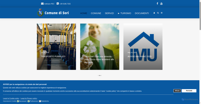 Security scan screenshot of https://www.comune.sori.ge.it/