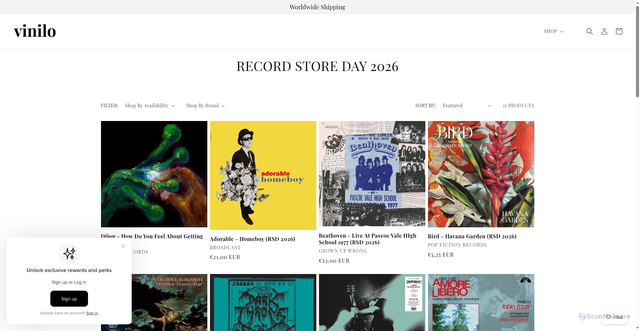 Security scan screenshot of https://vinilo.co.uk/collections/rsd-2026-vinilo?srsltid=AU7gw4VbRxZzQ3gS23O4WwSUZEc_EyIdBjmFriNkTOQDH-ikkWnkaOGW