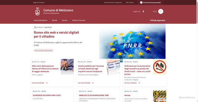 Security scan screenshot of https://comune.melizzano.bn.it/