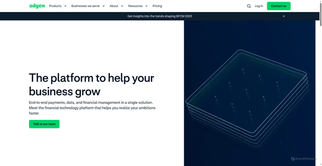 Security scan screenshot of https://adyen.com
