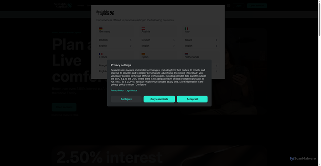 Security scan screenshot of https://secure.scalable.capital