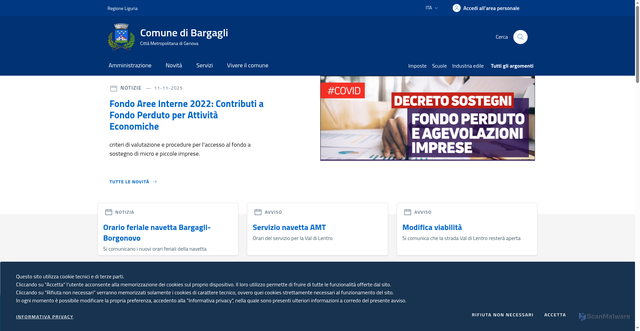 Security scan screenshot of https://www.comune.bargagli.ge.it/