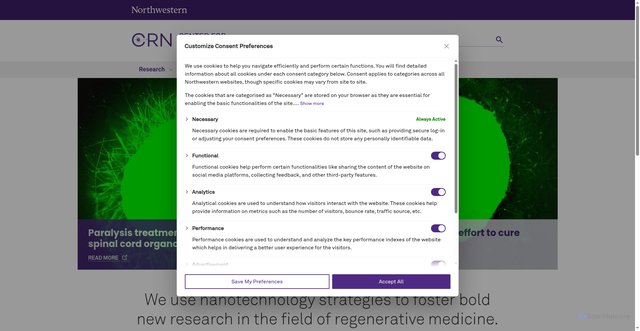 Security scan screenshot of https://sqi.northwestern.edu