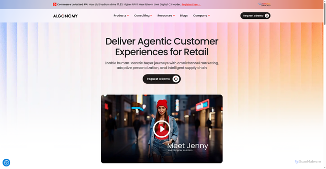 Security scan screenshot of https://algonomy.com