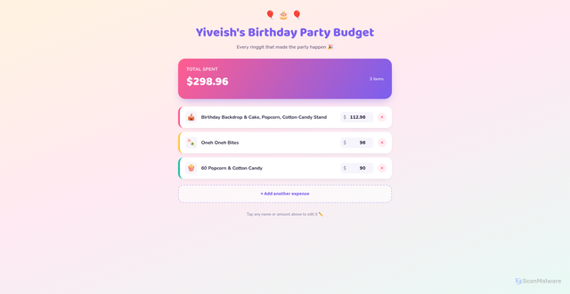 Security scan screenshot of https://birthdayexpenses-dpo4awwsauc3.edgeone.dev/