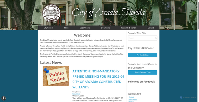 Security scan screenshot of https://arcadia-fl.gov/