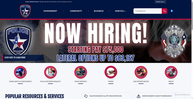 Security scan screenshot of https://shenandoahpdtx.gov/