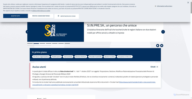 Security scan screenshot of https://www.inail.it/portale/
