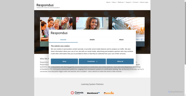 Security scan screenshot of https://web.respondus.com