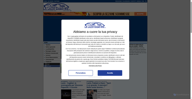 Security scan screenshot of https://www.lalaziosiamonoi.it/