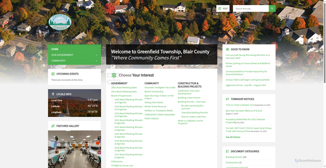 Security scan screenshot of https://greenfieldtownshippa.gov/