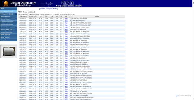 Security scan screenshot of http://aki.bc.edu/cgi-bin/NESN/recent_events.pl
