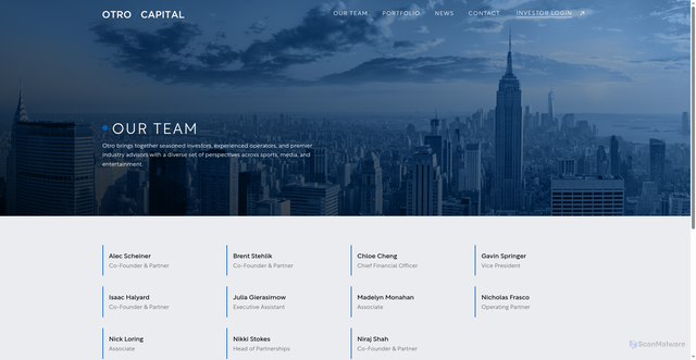Security scan screenshot of https://otrocapital.com/team/