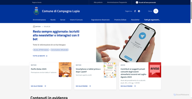Security scan screenshot of https://www.comune.campagnalupia.ve.it/