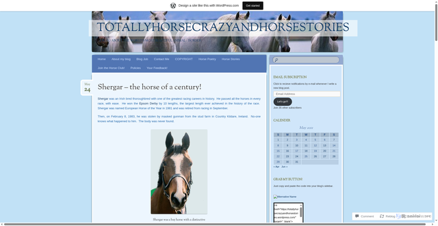 Security scan screenshot of https://totallyhorsecrazyandhorsestories.wordpress.com/2011/05/24/shergar-the-horse-of-a-century/