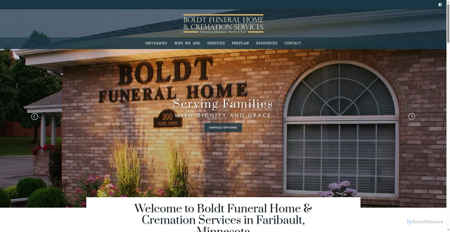 Security scan screenshot of https://www.boldtfuneralhome.com/