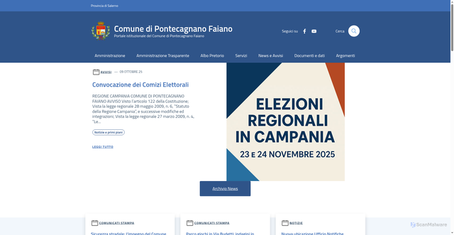 Security scan screenshot of https://www.comune.pontecagnanofaiano.sa.it/