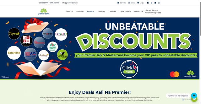 Security scan screenshot of https://premierbank.ke/merchant-partnership/