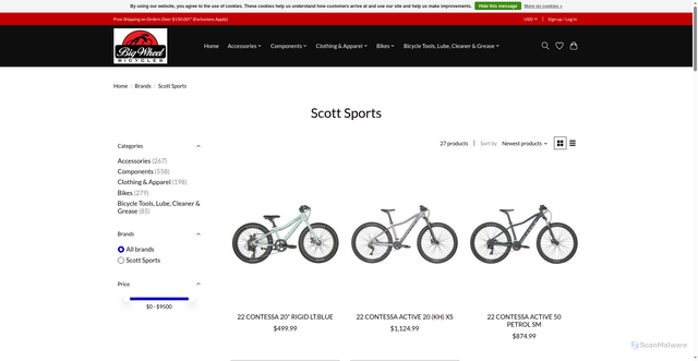 Security scan screenshot of https://www.bigwheelusa.com/brands/scott-sports/