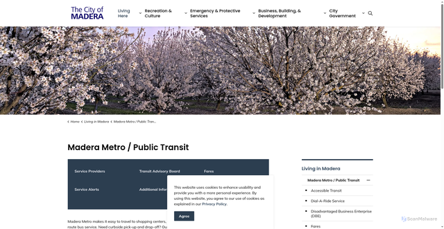 Security scan screenshot of https://www.madera.gov/transit