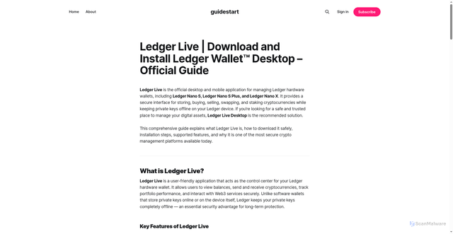 Security scan screenshot of https://guidestart.ghost.io/install-ledger/