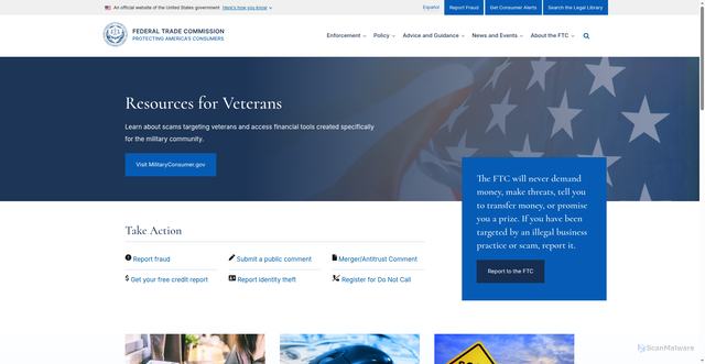 Security scan screenshot of https://www.ftc.gov/