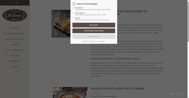 Security scan screenshot of https://italienische-feinkost-bistro-ostbevern.de/newsarchiv.html?page_n166=2