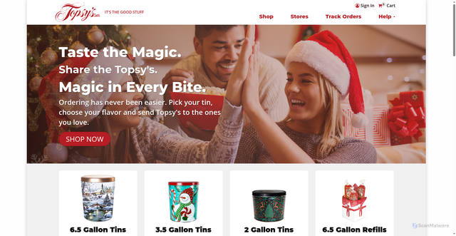 Security scan screenshot of https://www.topsyspopcorn.com/