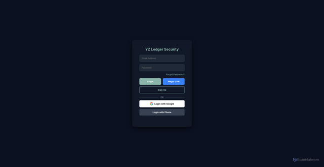 Security scan screenshot of https://yz-ledger.pages.dev/